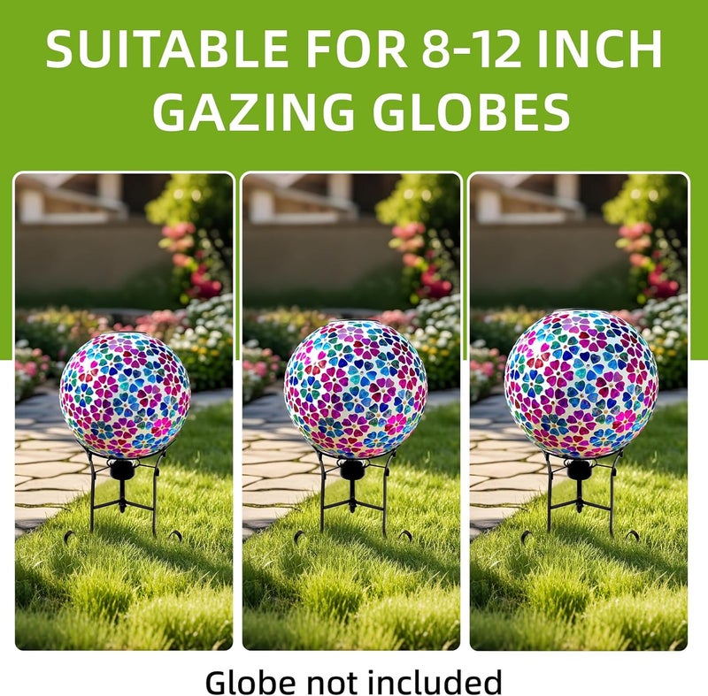 VOREEN 10" Gazing Ball Stand, Metal Gazing Globe Stand for 8-12 Inch Garden Gazing Globe, Outdoor Décor Garden Yard Accessories, Black - Image 5